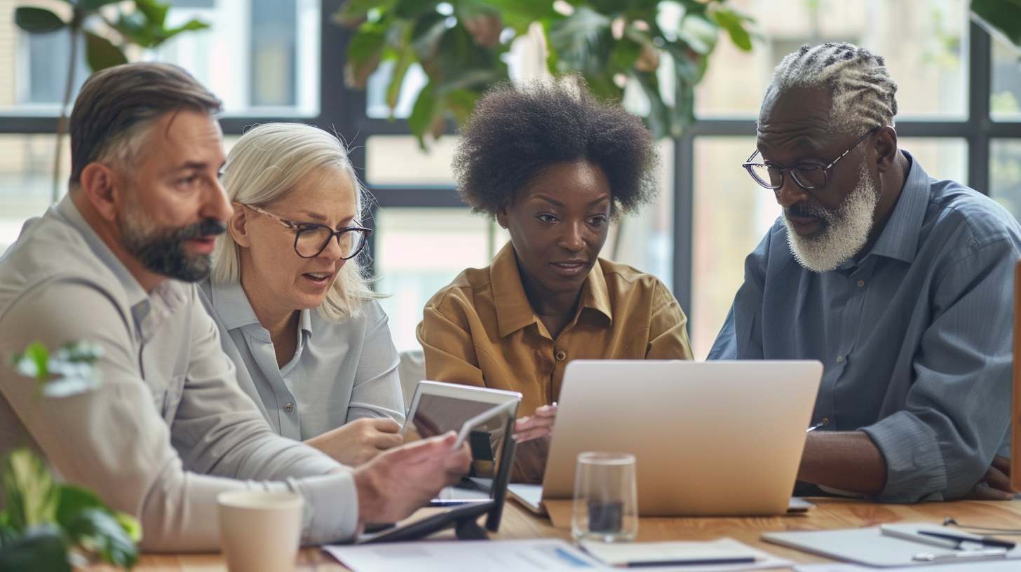 Local government staff reviewing an outdated municipal website